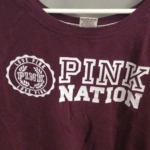 Victoria Secret PINK women's small maroon long sleeve crewneck sweatshirt - Picture 2 of 4